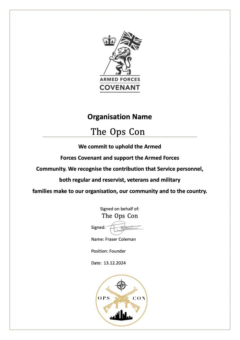 The Ops Con - Signed Armed Forces Covenant Certificate