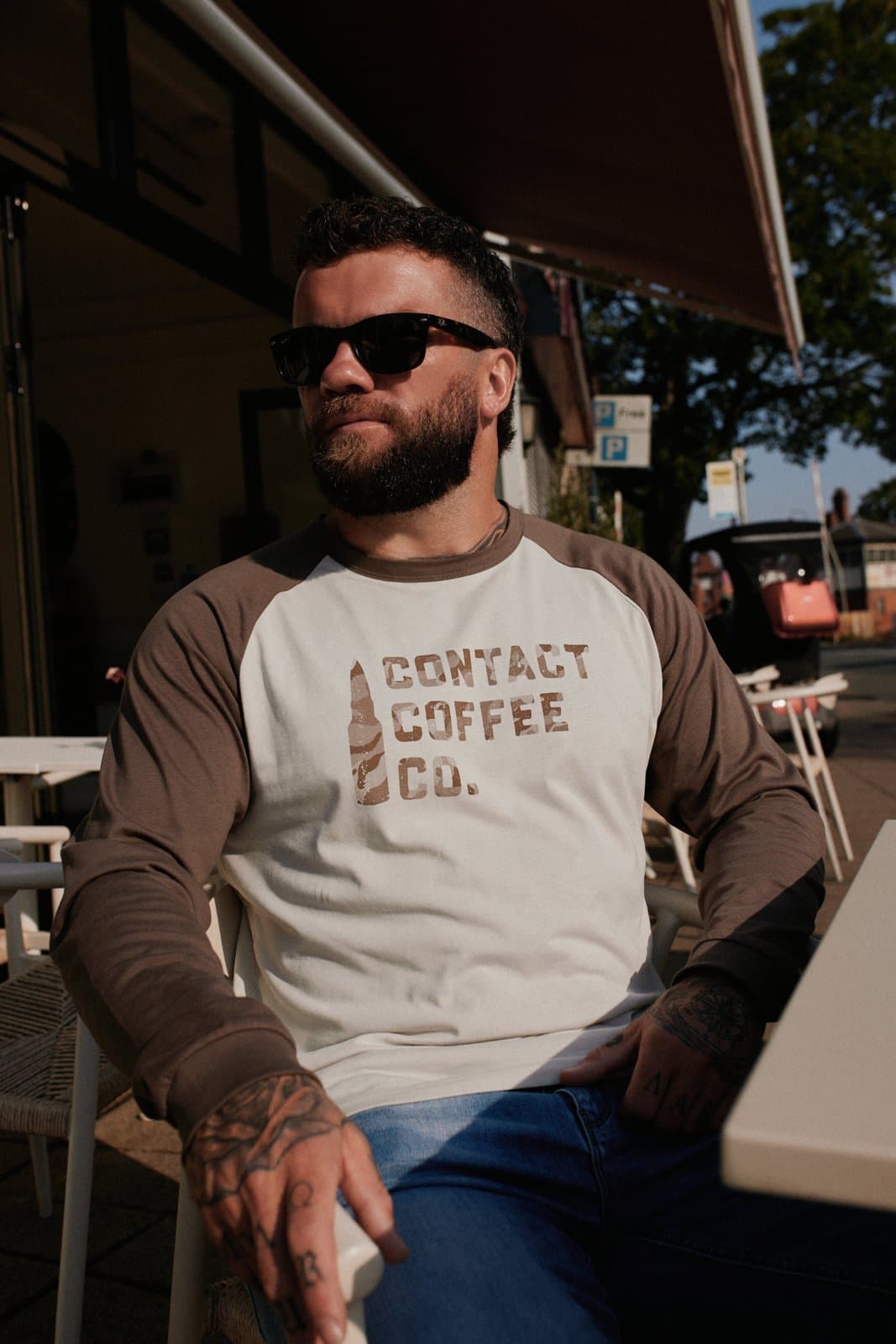 Contact Coffee Baseball Long Sleeve, Cement / Clay - Image 1