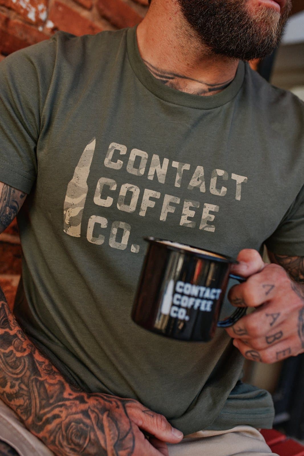 Contact Coffee Camo T-Shirt, Military Green - Image 1